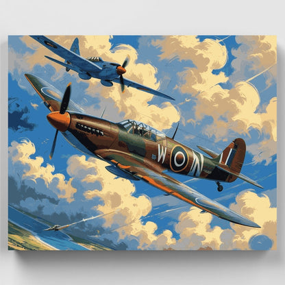RAF Spitfire Aerial Combat - Paint by Numbers Kit