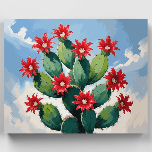Flowering Cactus Against Blue Sky - Paint by Numbers Kit