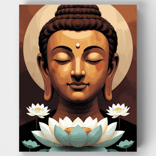 Serene Buddha with Lotus Blossoms - Paint by Numbers Kit