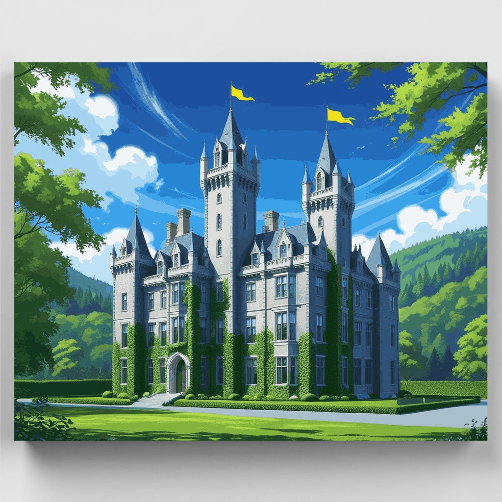 Majestuoso castillo escocés - Kit de pintura por números — Estándar