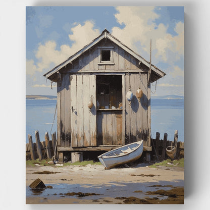 Weathered Fishing Shack by the Sea - Paint by Numbers Kit