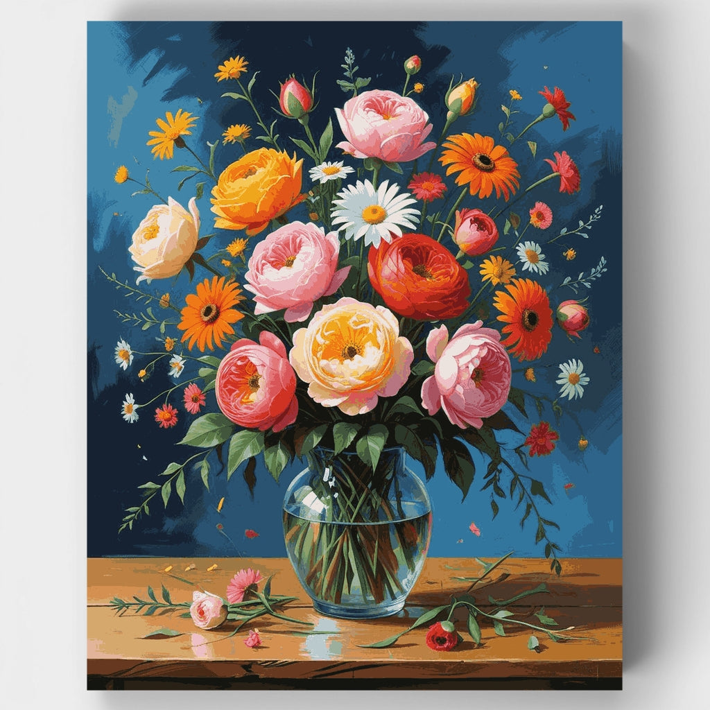 Ramo de flores vibrantes - Kit de pintura por números — Estándar