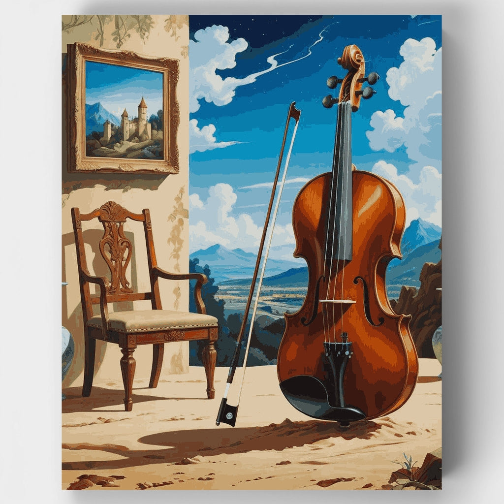 Kit de pintura por números: Violín clásico y castillo — Estándar