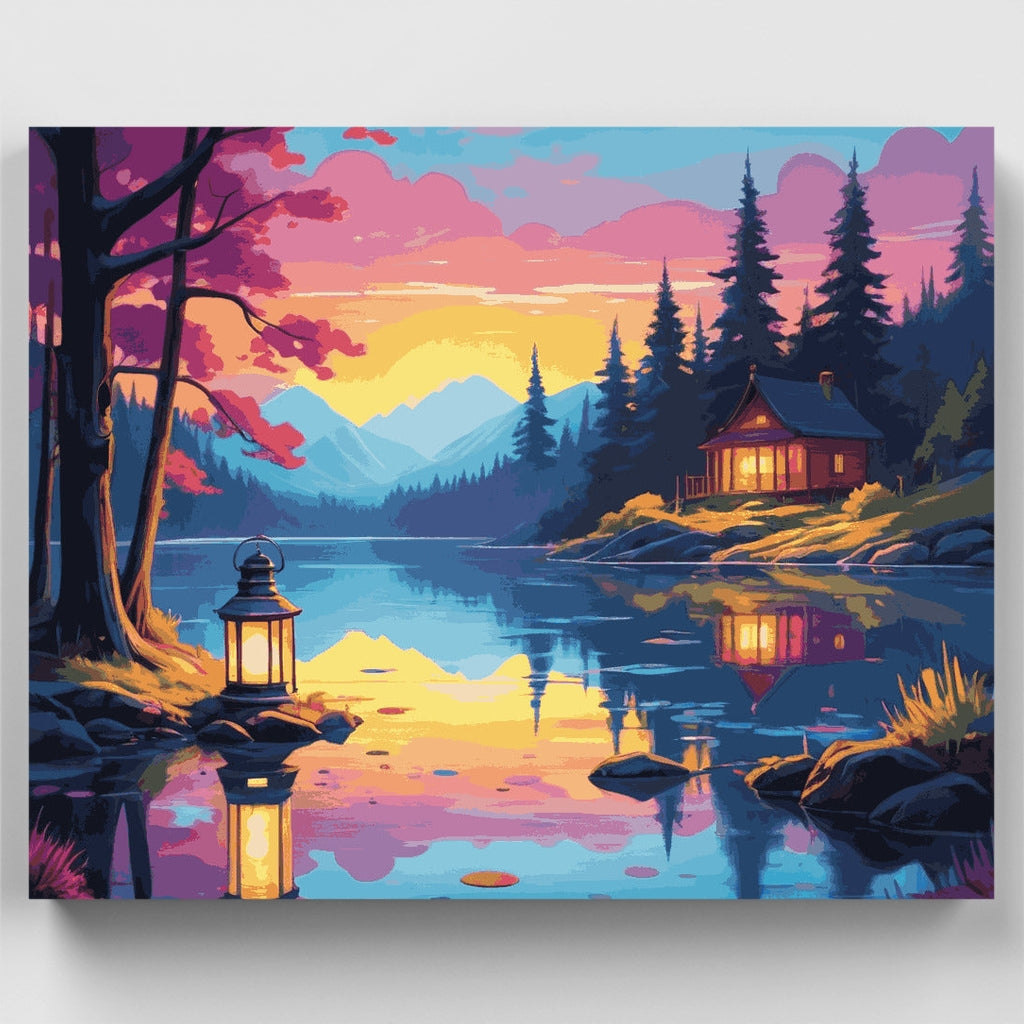 Retiro junto al lago - Kit de pintura por números — Estándar