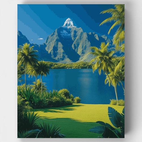 Tropical Paradise Mountain Lake - Paint by Numbers Kit