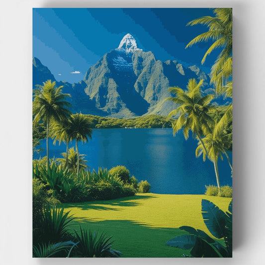 Tropical Paradise Mountain Lake - Paint by Numbers Kit