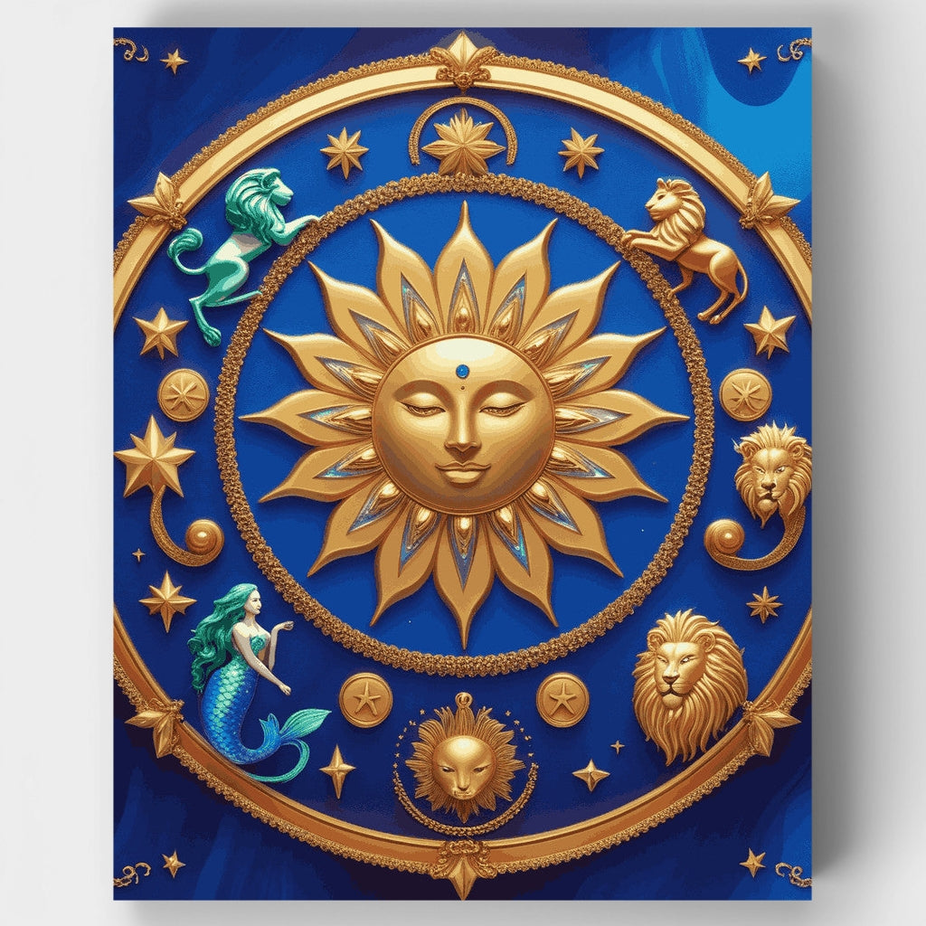 Kit de pintura por números - Sol del zodiaco celestial — Estándar
