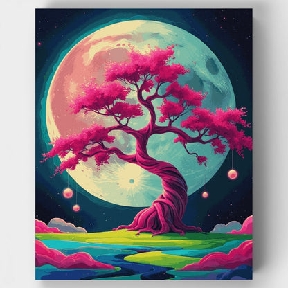 Mystical Cherry Blossom Moon - Paint by Numbers Kit