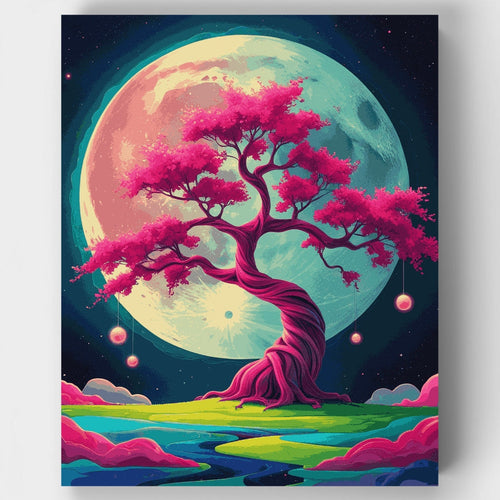 Mystical Cherry Blossom Moon - Paint by Numbers Kit