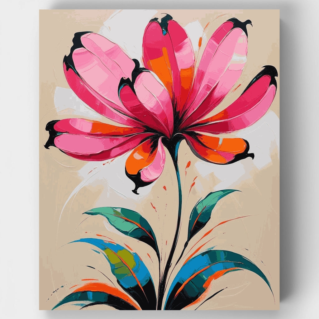 Kit de pintura por números: Flor de protea rosa vibrante — Estándar