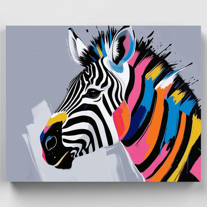 Colorful Zebra Art - Paint by Numbers Kit