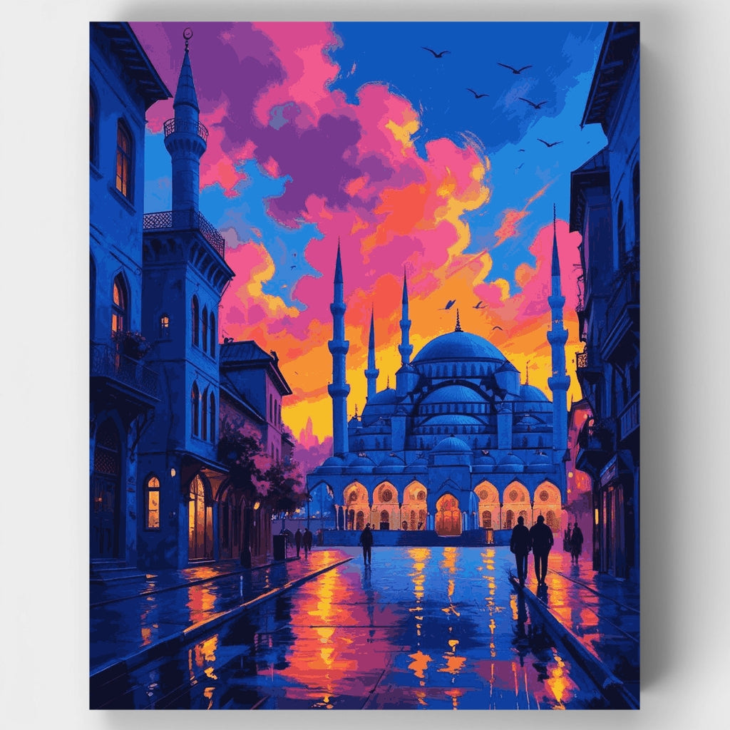Kit de pintura por números: Atardecer en la Mezquita Azul de Estambul — Estándar