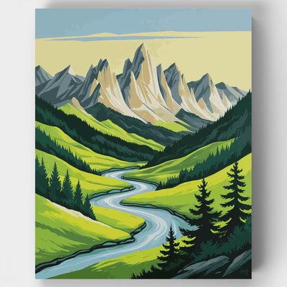 Mountain Valley Paradise - Paint by Numbers Kit