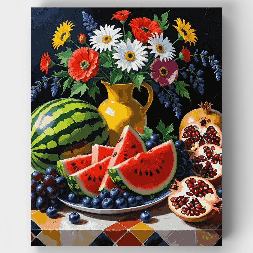 Summer Fruits and Flowers Still Life - Paint by Numbers Kit