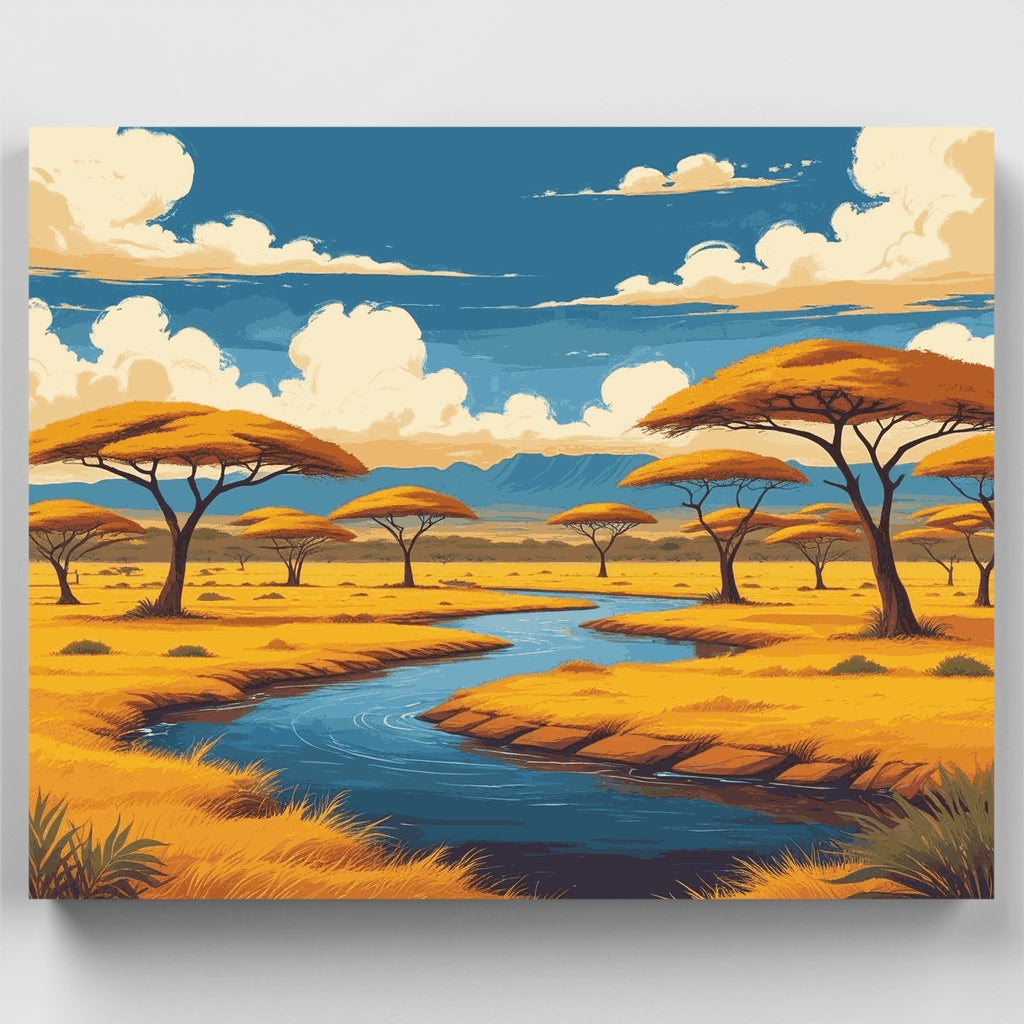 Oasis del río Serengueti - Kit de pintura por números — Estándar