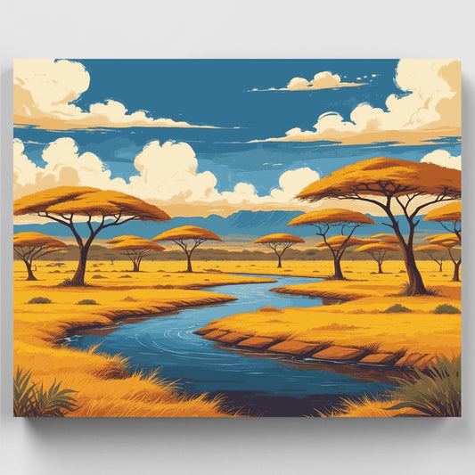 Serengeti River Oasis - Paint by Numbers Kit