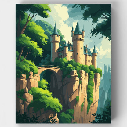 Fairytale Castle on Cliff - Paint by Numbers Kit