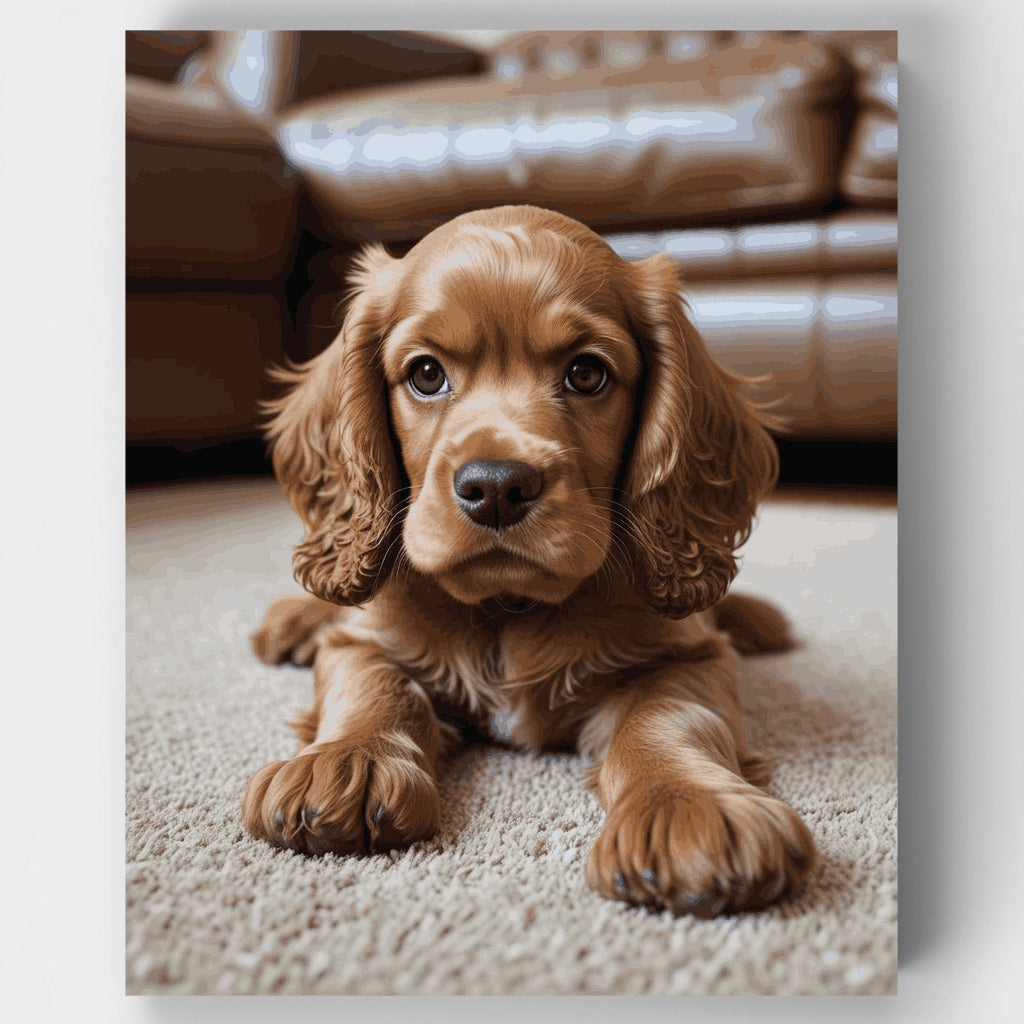 Kit de pintura por números: adorable cachorro de Cocker Spaniel — Estándar