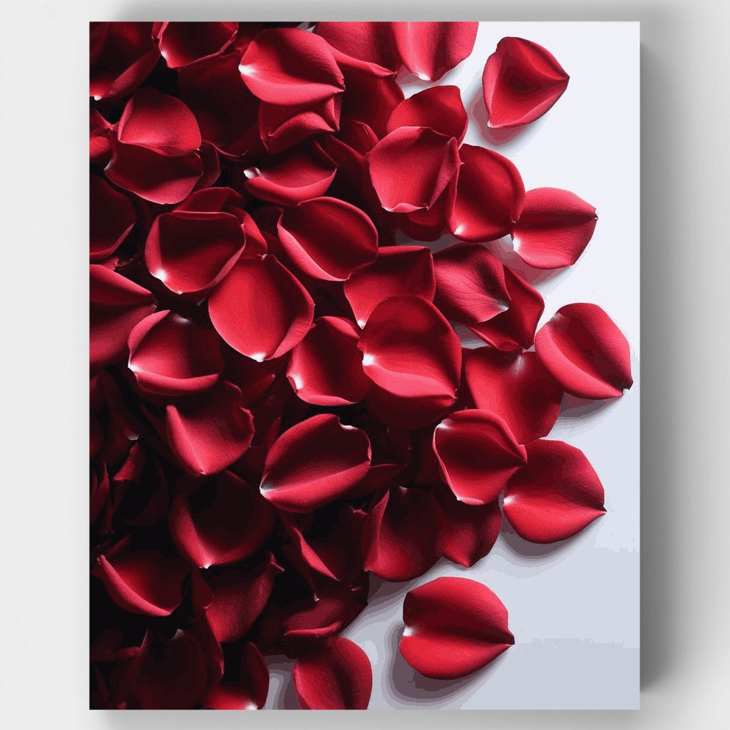 Pétalos de rosa roja dispersos - Kit de pintura por números — Estándar