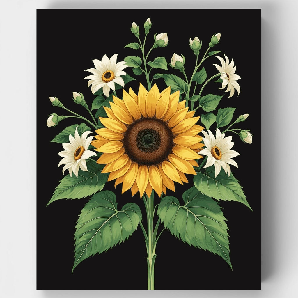 Sunflower Bouquet with White Daisies - Paint by Numbers Kit