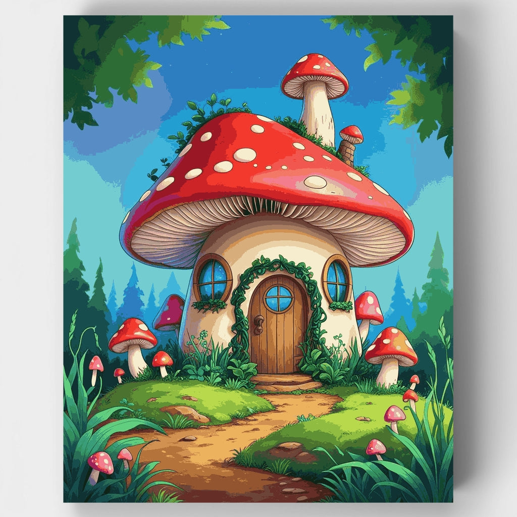 Kit de pintura por números: Casa de hongos fantástica — Estándar