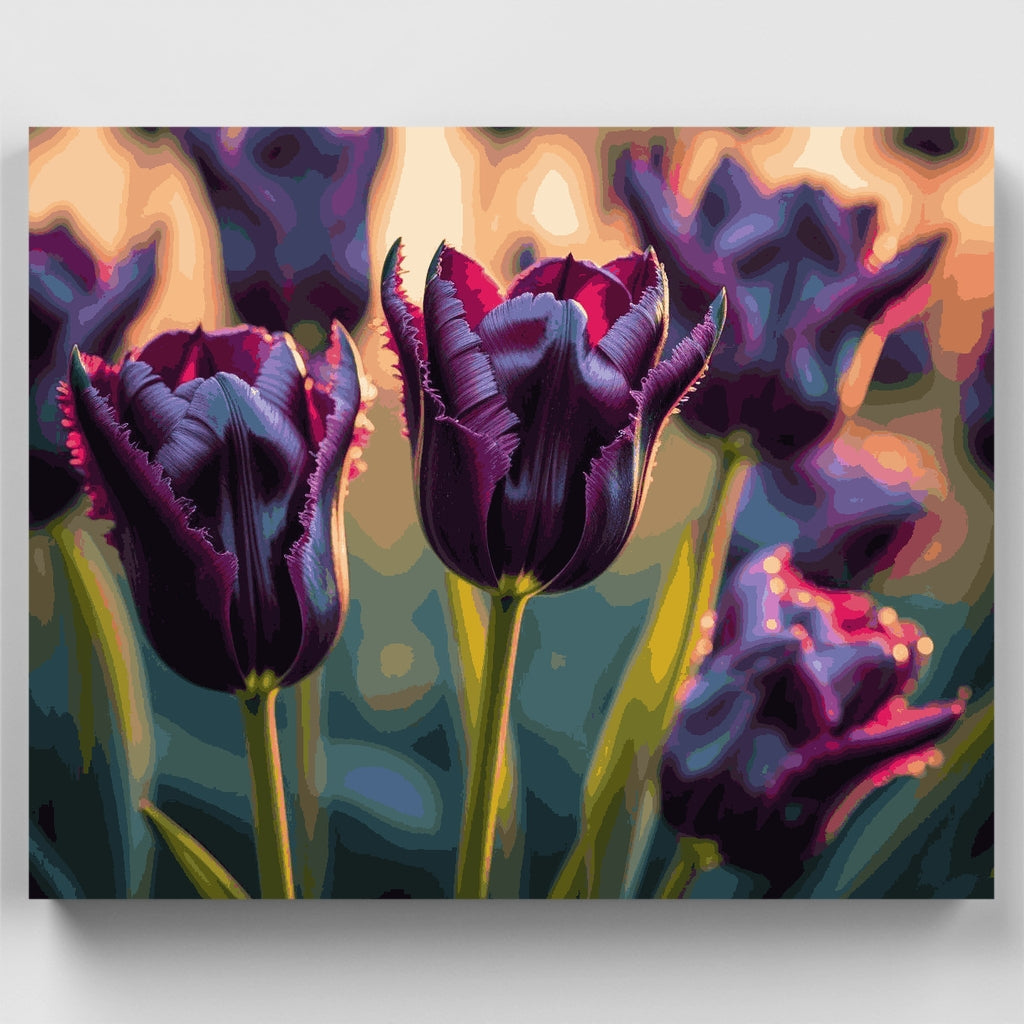 Tulipanes de color morado oscuro - Kit de pintura por números — Estándar