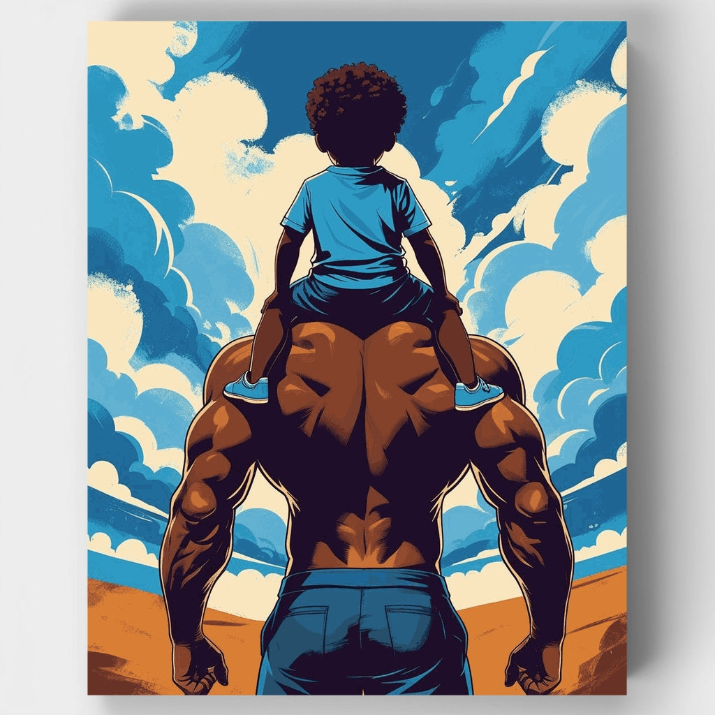 Kit de pintura por números - Padre e hijo a hombros — Estándar
