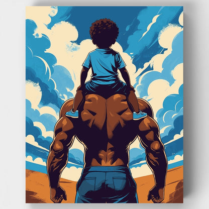 Father and Son Shoulder Ride - Paint by Numbers Kit