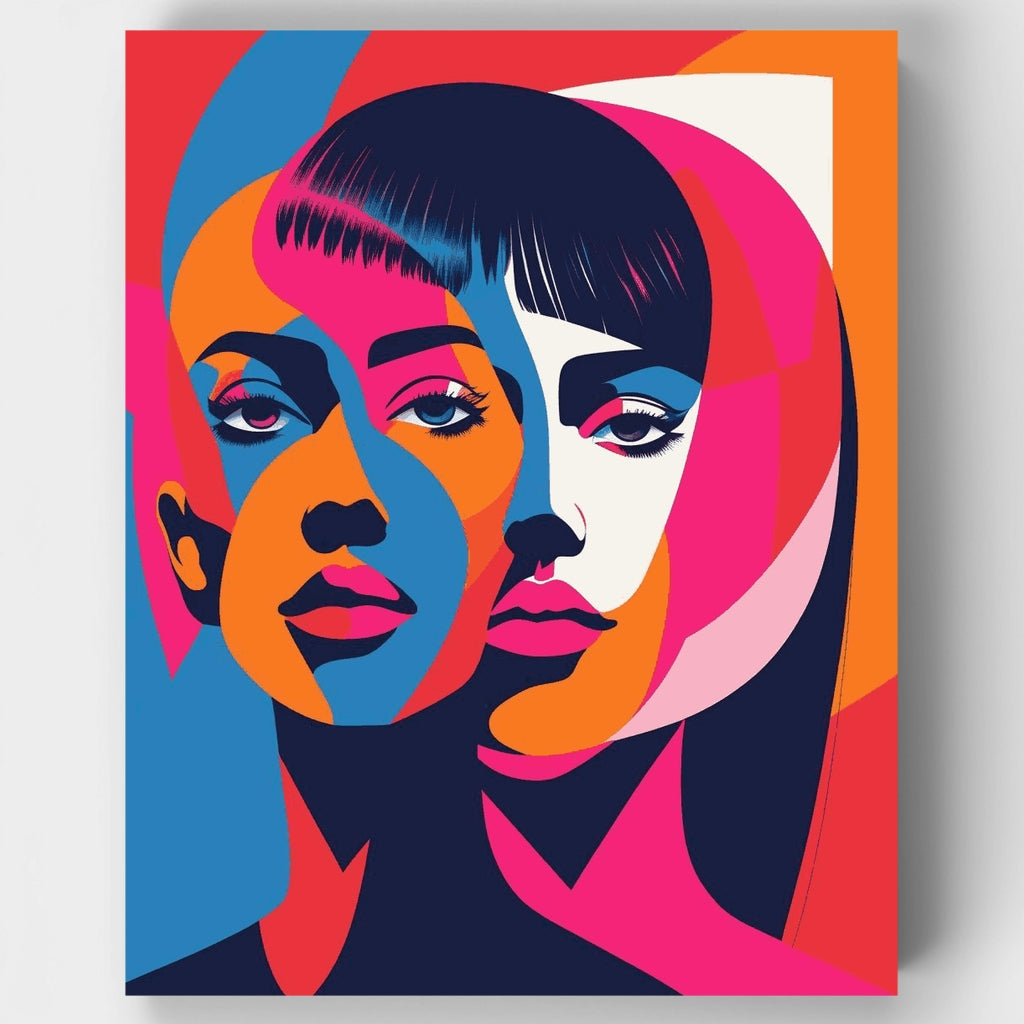 Caras de arte pop coloridas - Kit de pintura por números — Estándar