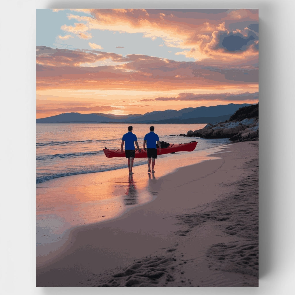 Aventura en kayak al atardecer - Kit de pintura por números — Estándar