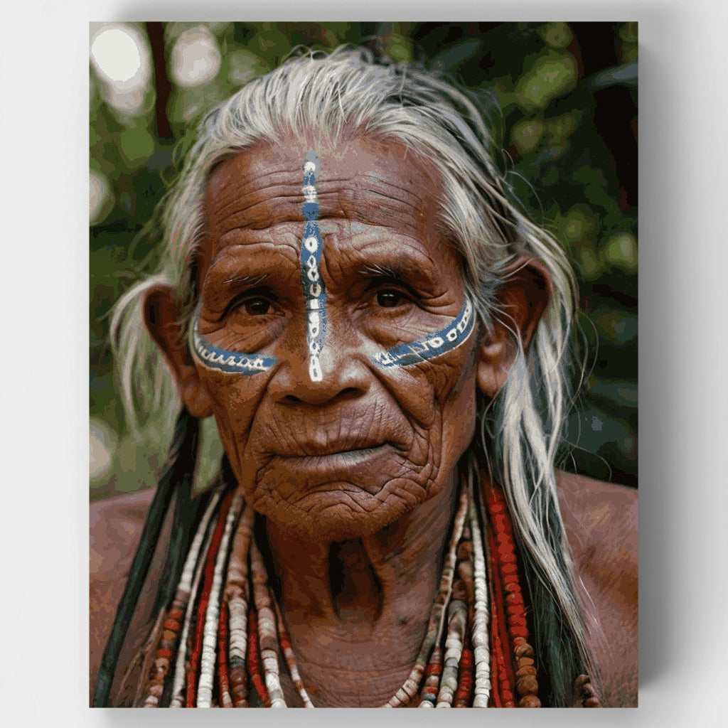Elder with Traditional Face Paint - Paint by Numbers Kit
