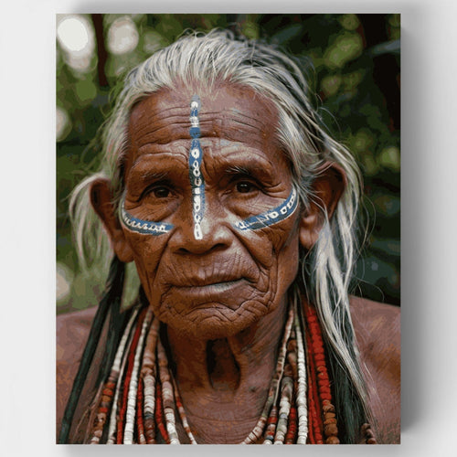 Elder with Traditional Face Paint - Paint by Numbers Kit