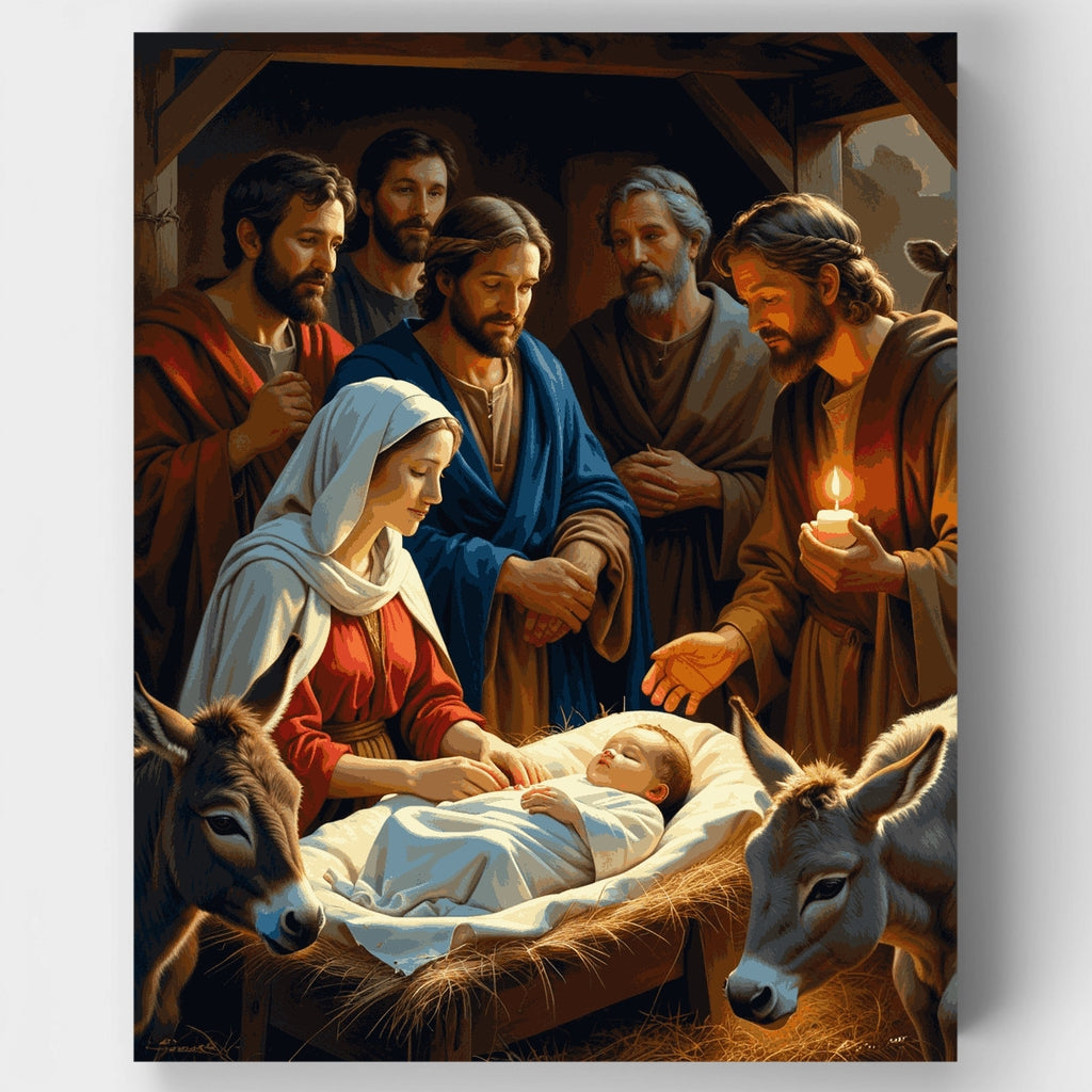 Nacimiento con pastores - Kit de pintura por números — Estándar