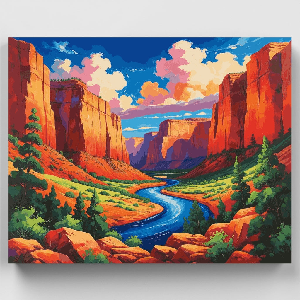 Kit de pintura por números - Río en el cañón del desierto — Estándar