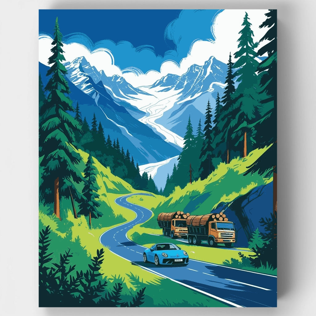 Viaje por la carretera de montaña alpina - Kit de pintura por números — Estándar