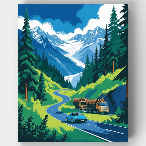 Alpine Mountain Road Journey - Paint by Numbers Kit