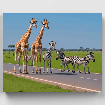 African Safari Wildlife Crossing - Paint by Numbers Kit