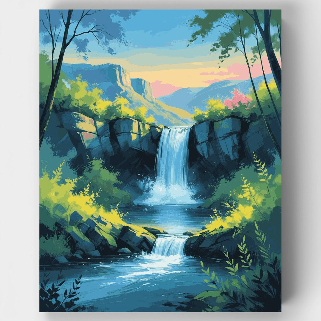 Valle de la Cascada Serena - Kit de pintura por números — Estándar