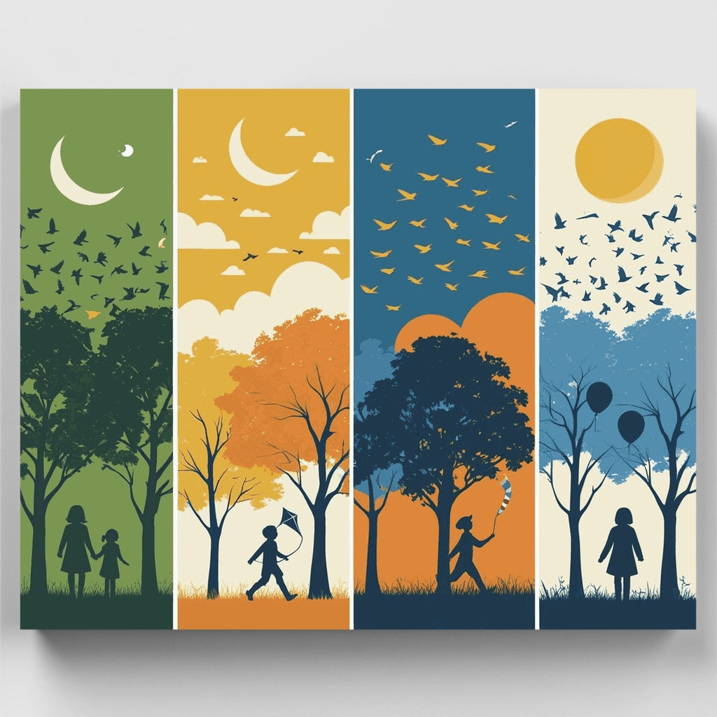 Kit de pintura por números: Viaje por la infancia de las cuatro estaciones — Estándar