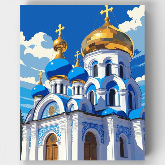 Orthodox Church with Golden Domes - Paint by Numbers Kit
