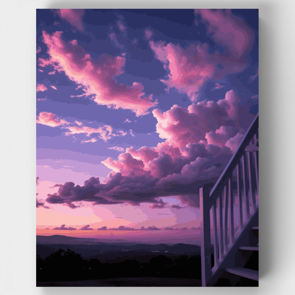 Cielo al atardecer de ensueño con nubes espectaculares - Kit de pintura por números — Estándar