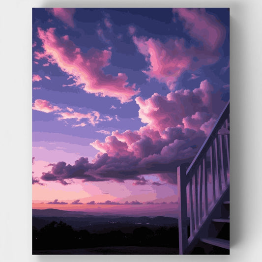 Dreamy Sunset Sky with Dramatic Clouds - Paint by Numbers Kit