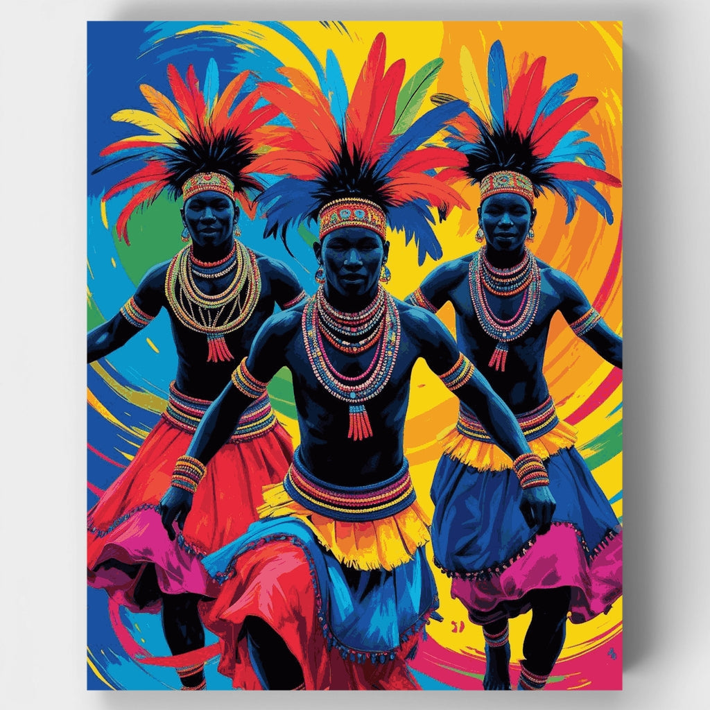 Vibrant African Tribal Dancers - Paint by Numbers Kit