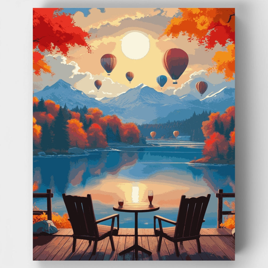 Kit de pintura por números - Vista serena del lago en otoño — Estándar