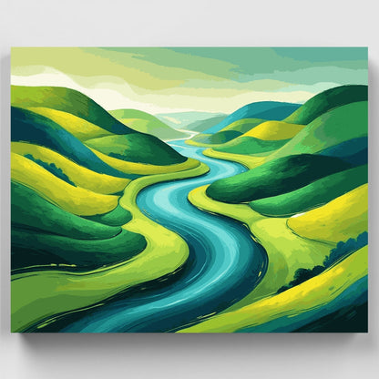 Rolling Hills River Valley - Paint by Numbers Kit