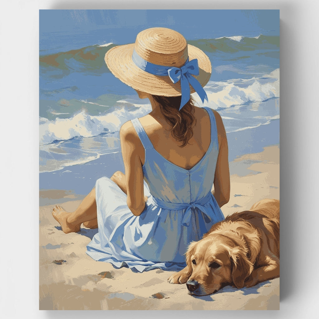 Beach Day with Golden Retriever - Paint by Numbers Kit