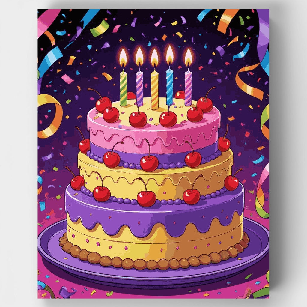 Kit de pintura por números - Pastel de celebración de cumpleaños — Estándar