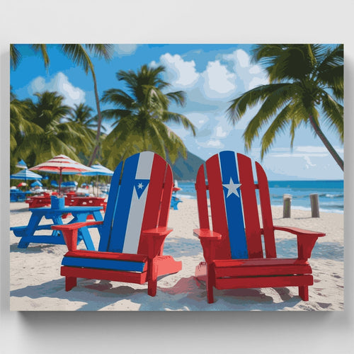 Puerto Rico Beach Chairs - Paint by Numbers Kit