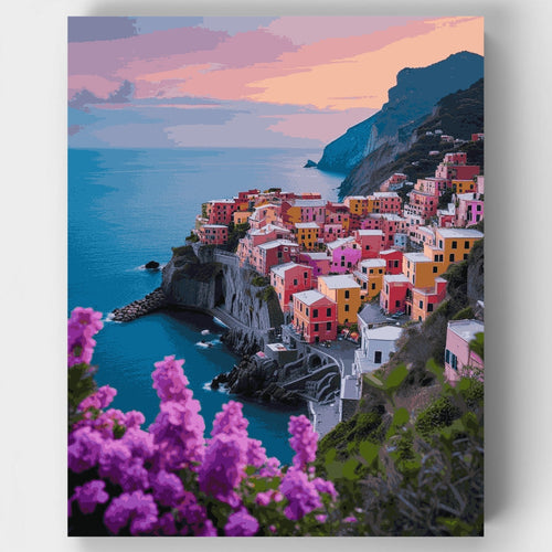 Cinque Terre Coastal Village Sunset - Paint by Numbers Kit