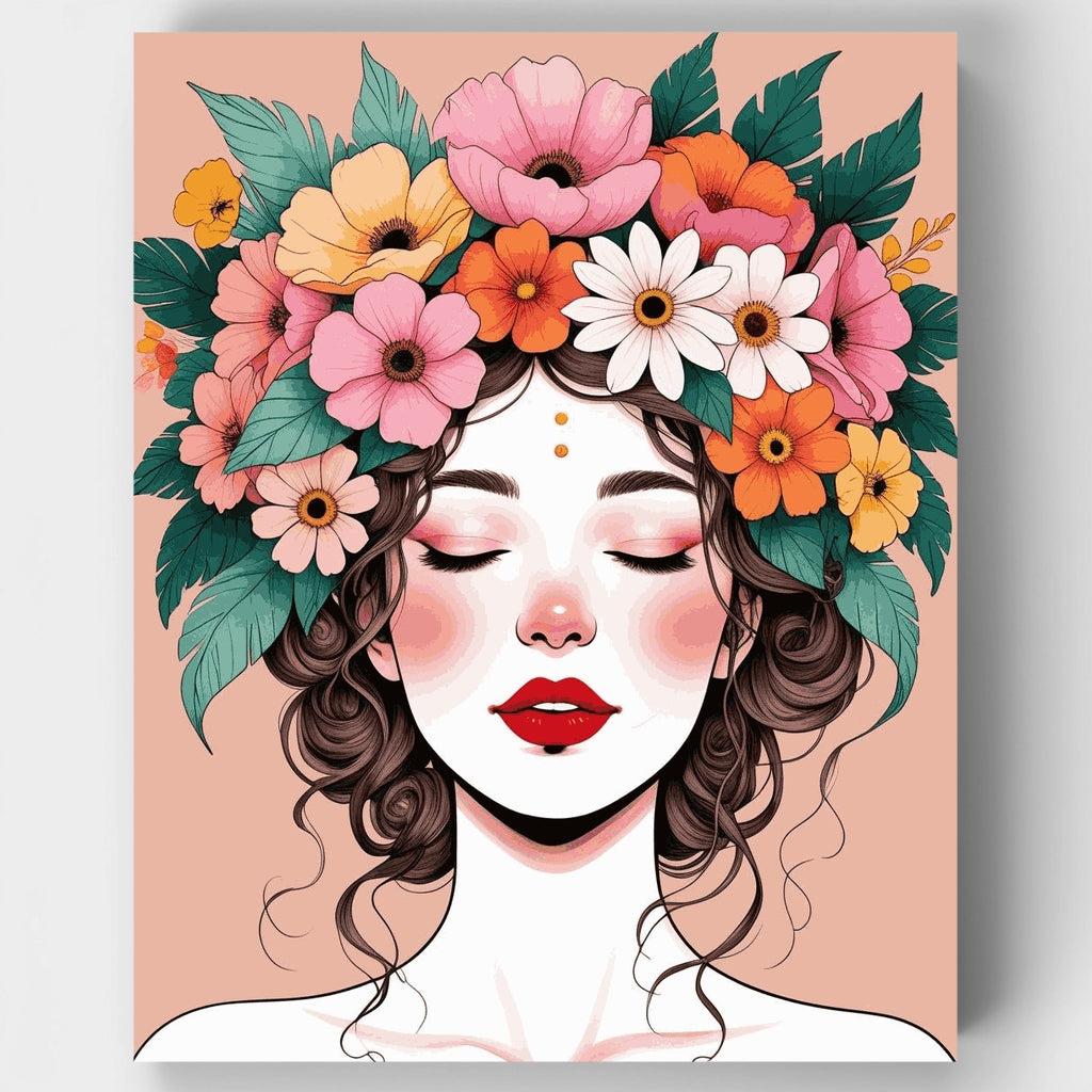 Kit de pintura por números: Corona floral de acuarela — Estándar